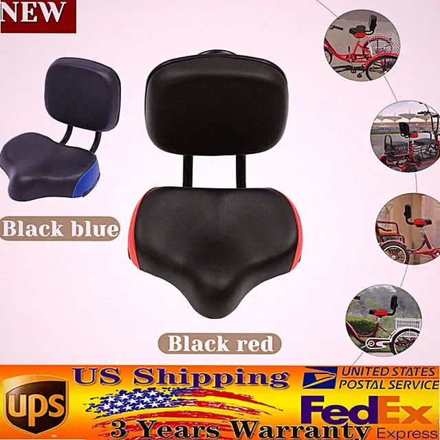 Bike Seat with Backrest Saddle Bicycle Tricycle Wider Comfort Seat Cushion HOT