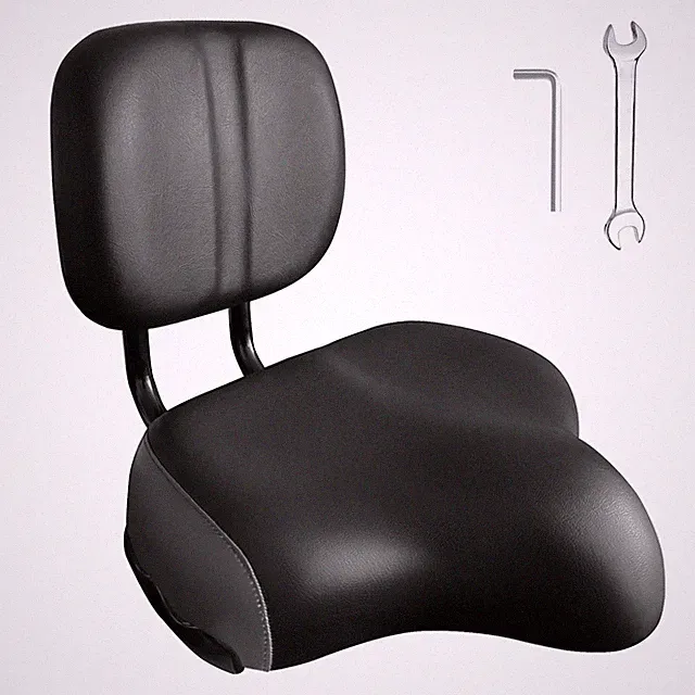 Black Gray Oversized Bike Seat with Backrest Comfortable Saddle